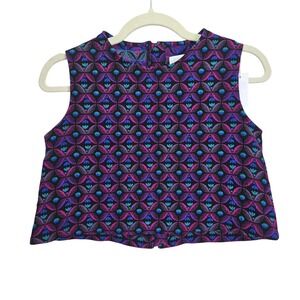 Jeune Otte Abba Top Girls‎ Size 14 Floral Jacquard Sleeveless Crop Party Casual